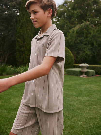 Dsiney Kidz - Baker by Ted Baker Stripe Brown Shirt and Shorts Set image 2
