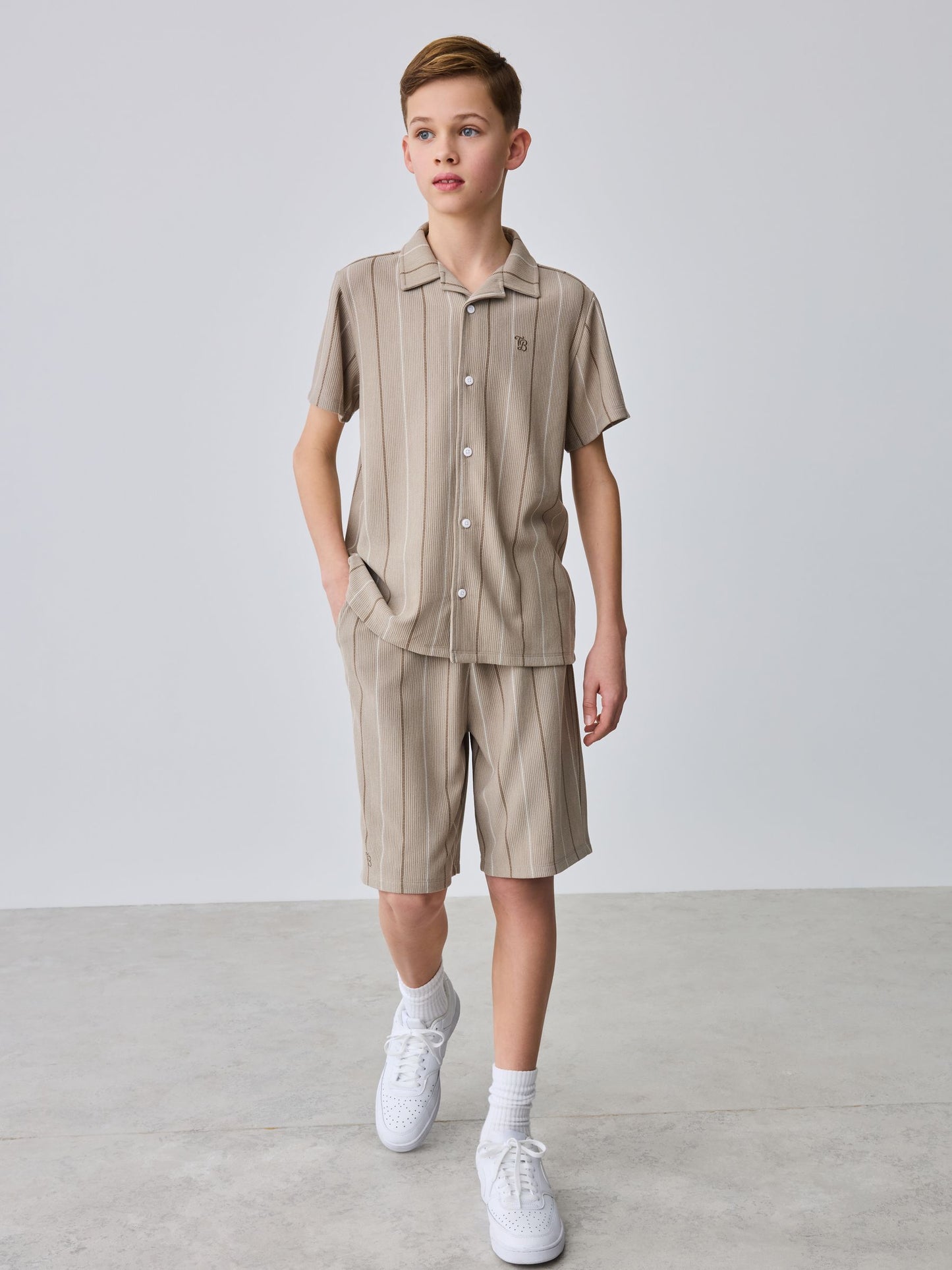 Dsiney Kidz - Baker by Ted Baker Stripe Brown Shirt and Shorts Set image 3