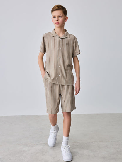 Dsiney Kidz - Baker by Ted Baker Stripe Brown Shirt and Shorts Set image 3