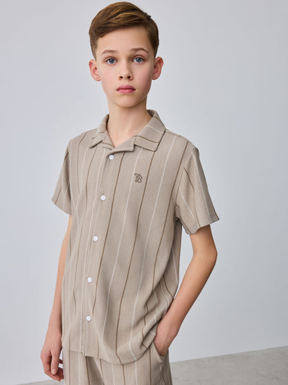 Dsiney Kidz - Baker by Ted Baker Stripe Brown Shirt and Shorts Set image 4