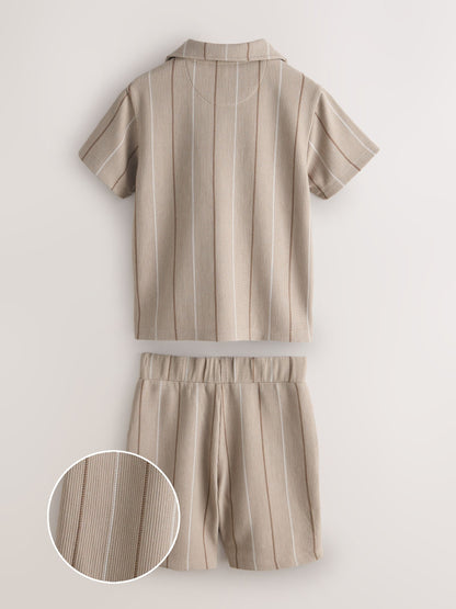 Dsiney Kidz - Baker by Ted Baker Stripe Brown Shirt and Shorts Set image 9