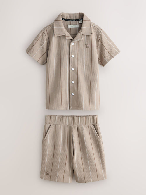 Baker by Ted Baker Stripe Brown Shirt and Shorts Set image 1