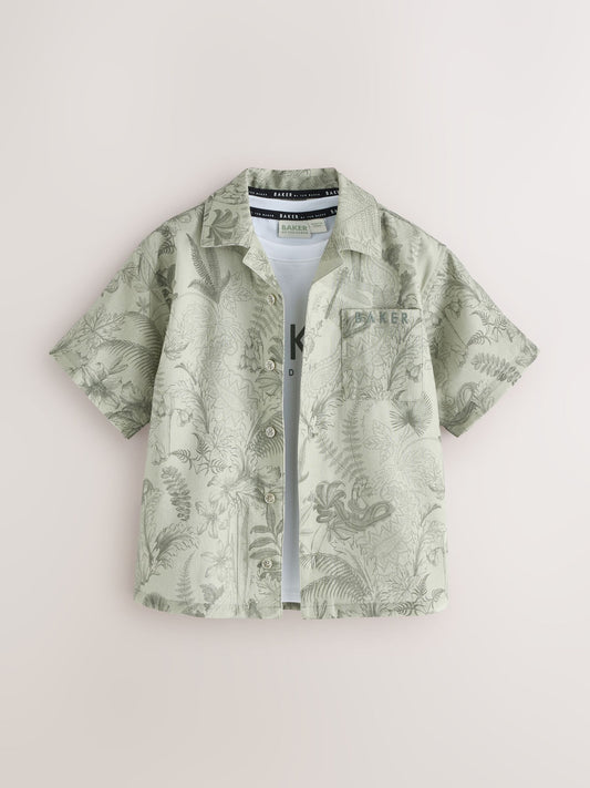 Baker by Ted Baker 3 Piece Green Shirt T-Shirt and Shorts Set image 3