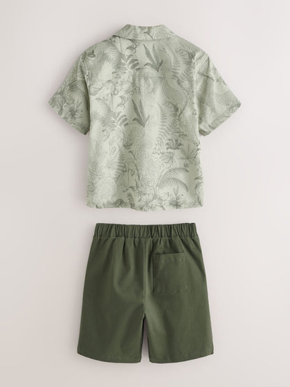 Baker by Ted Baker 3 Piece Green Shirt T-Shirt and Shorts Set image 9