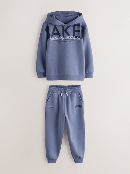 Baker by Ted Baker Blue Oversized Graphic Hoodie and Joggers Set image 10
