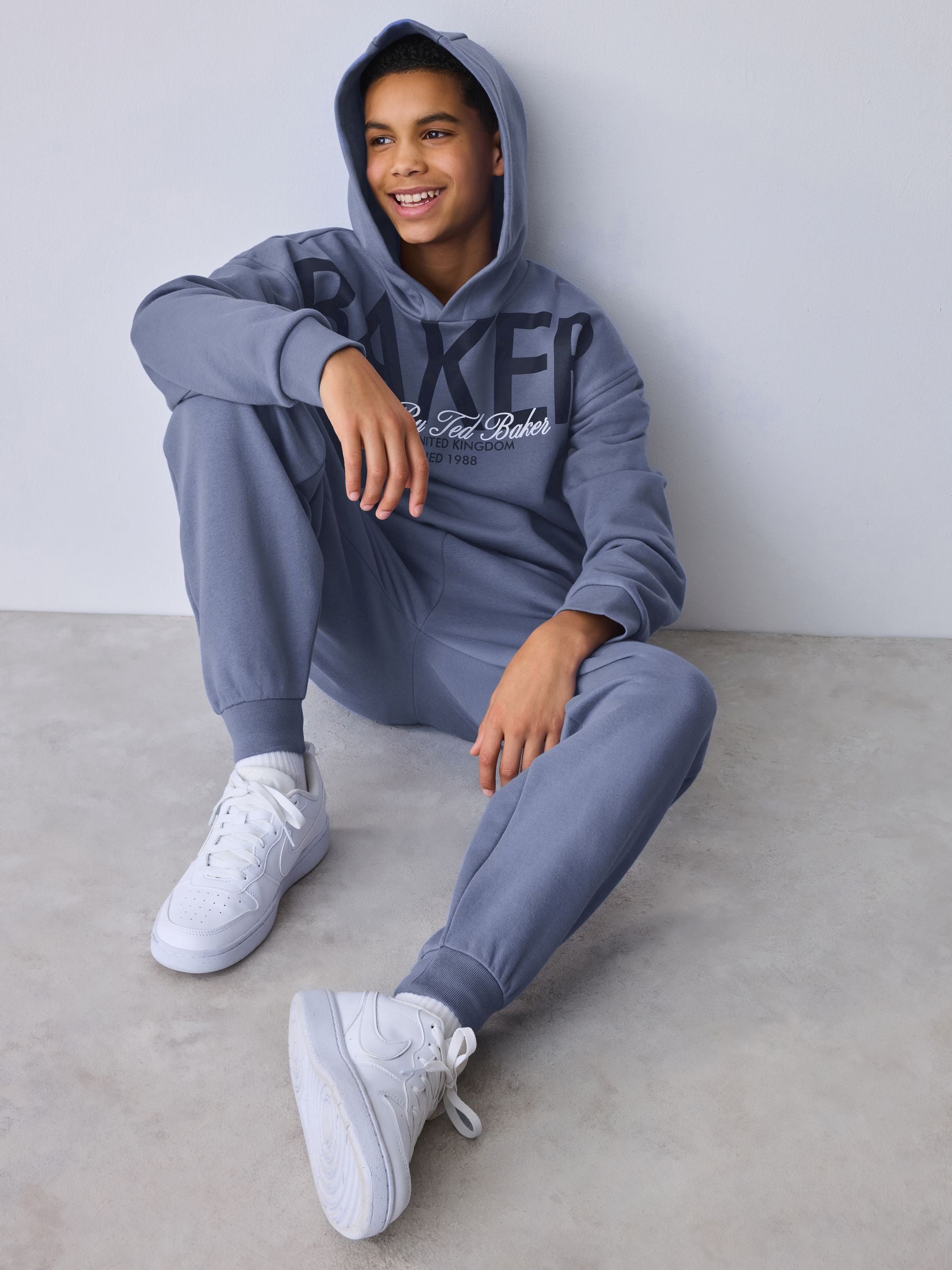 Baker by Ted Baker Blue Oversized Graphic Hoodie and Joggers Set image 3