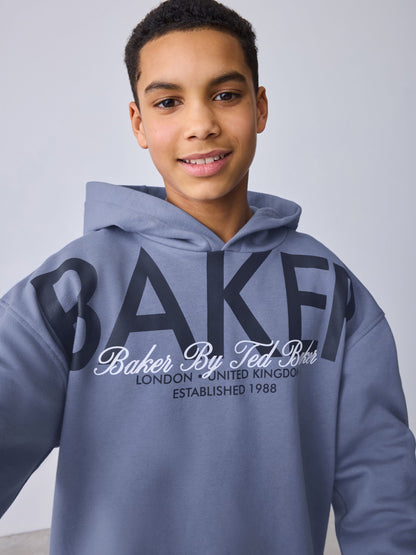 Baker by Ted Baker Blue Oversized Graphic Hoodie and Joggers Set image 5