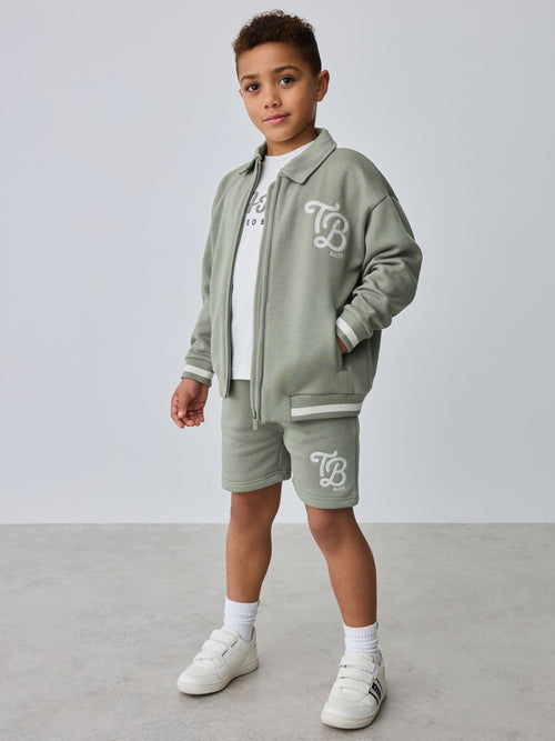 Baker by Ted Baker Green Varsity Jacket, T-Shirt and Shorts Set image 1