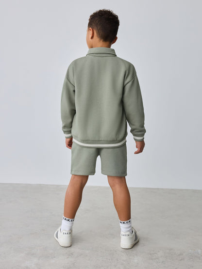 Baker by Ted Baker Green Varsity Jacket, T-Shirt and Shorts Set image 2