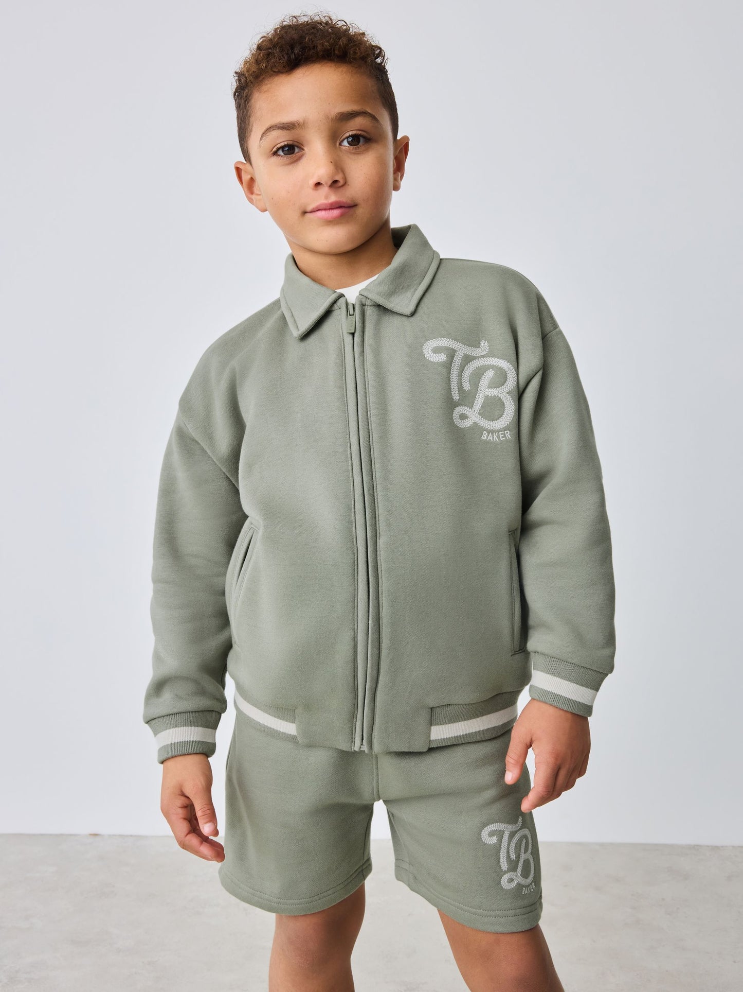 Baker by Ted Baker Green Varsity Jacket, T-Shirt and Shorts Set image 4