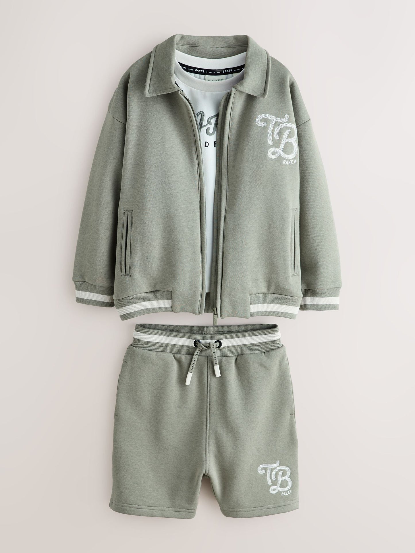 Baker by Ted Baker Green Varsity Jacket, T-Shirt and Shorts Set image 9