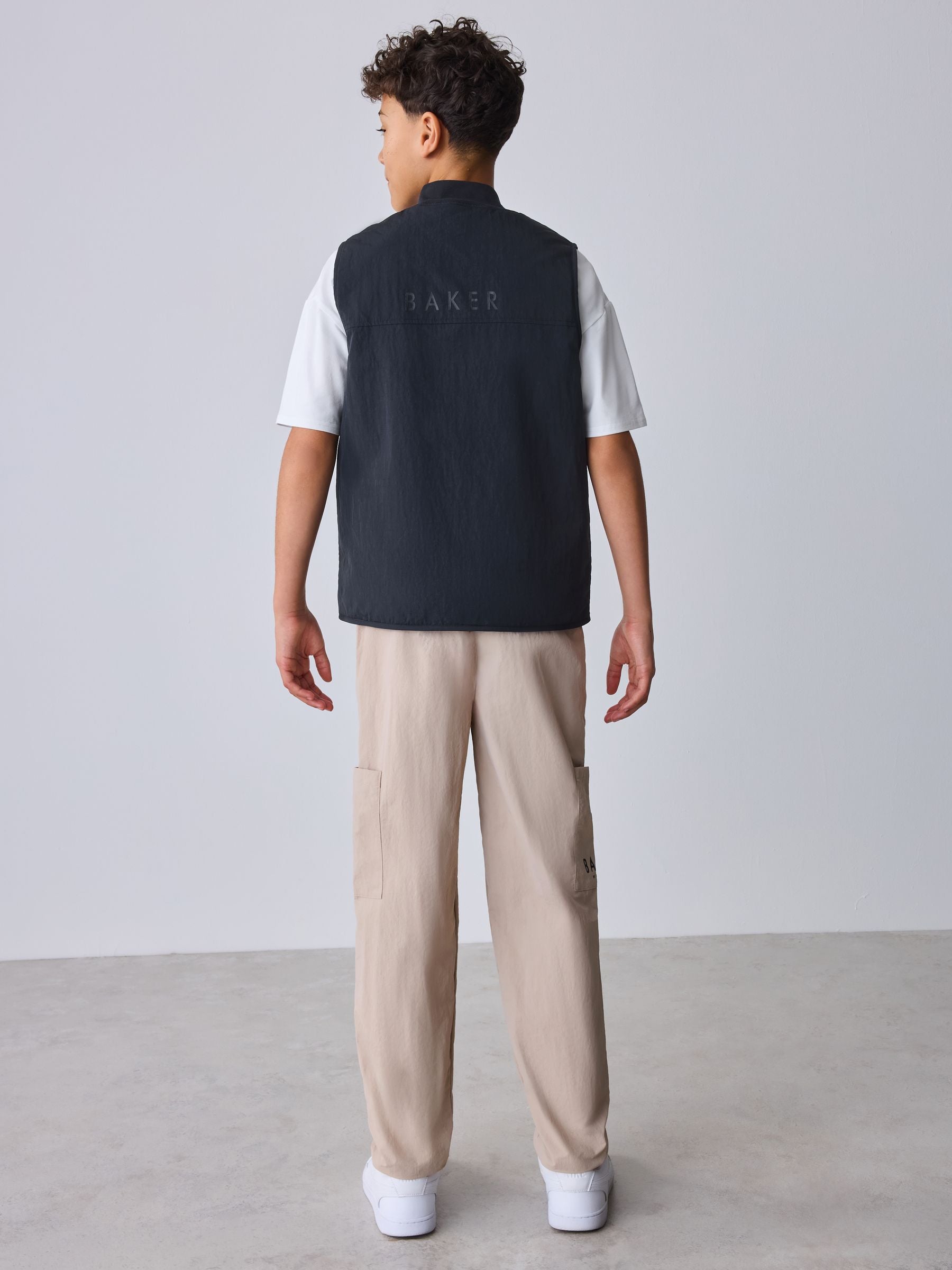 Baker by Ted Baker 3 Piece Black Gilet T-Shirt and Cargo Trousers Set image 2