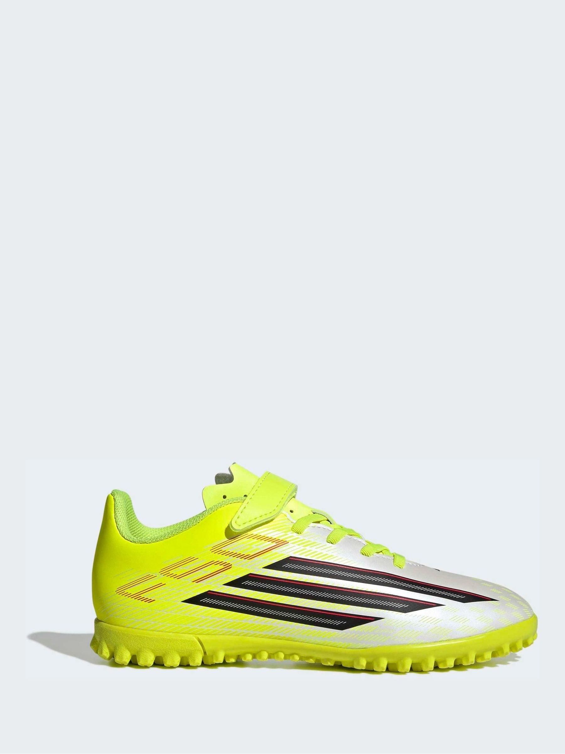 adidas Yellow F50 Club Hook & Loop Turf Football Kids Trainers image 1