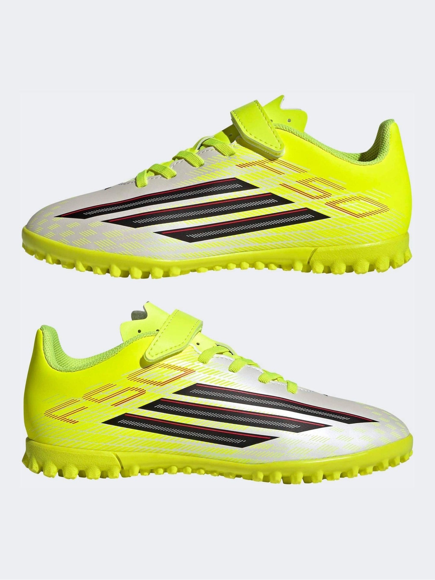 adidas Yellow F50 Club Hook & Loop Turf Football Kids Trainers image 2