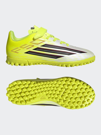adidas Yellow F50 Club Hook & Loop Turf Football Kids Trainers image 5