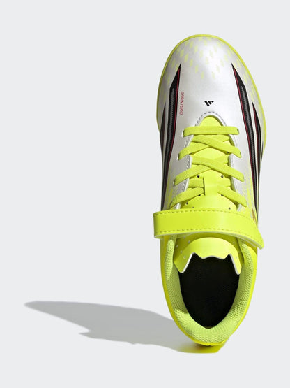 adidas Yellow F50 Club Hook & Loop Turf Football Kids Trainers image 7