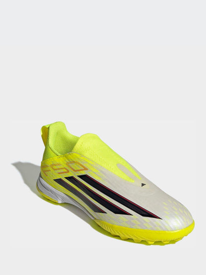 adidas Yellow F50 League Laceless Turf Football Kids Trainers image 3