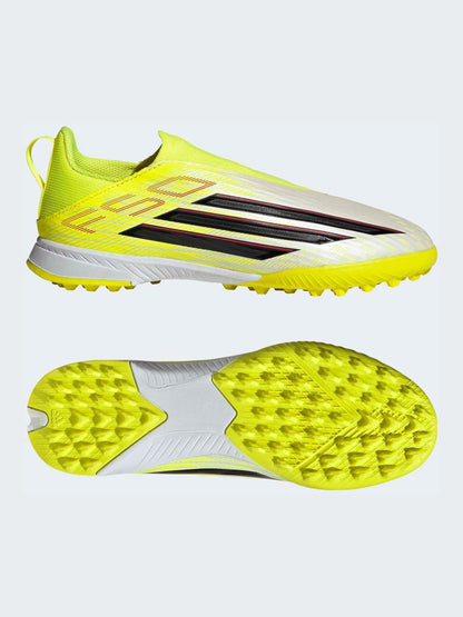 adidas Yellow F50 League Laceless Turf Football Kids Trainers image 6