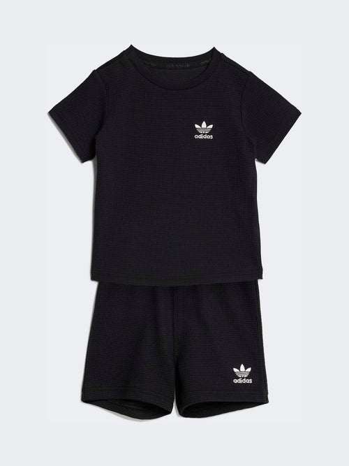 adidas Originals Black Waffle T-Shirt and Shorts Set image 1