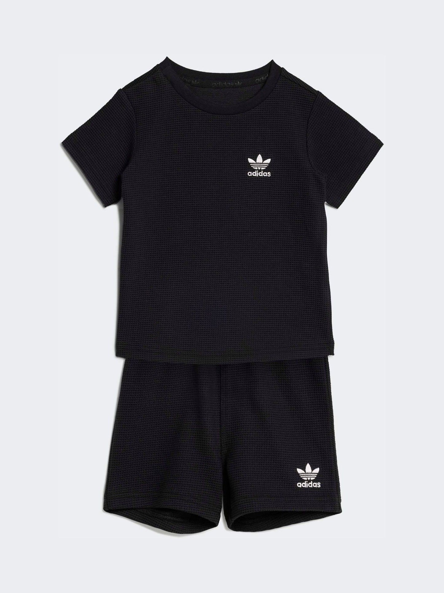 adidas Originals Black Waffle T-Shirt and Shorts Set image 1