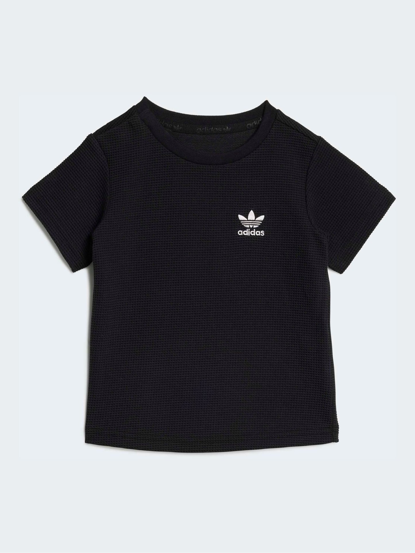 adidas Originals Black Waffle T-Shirt and Shorts Set image 2