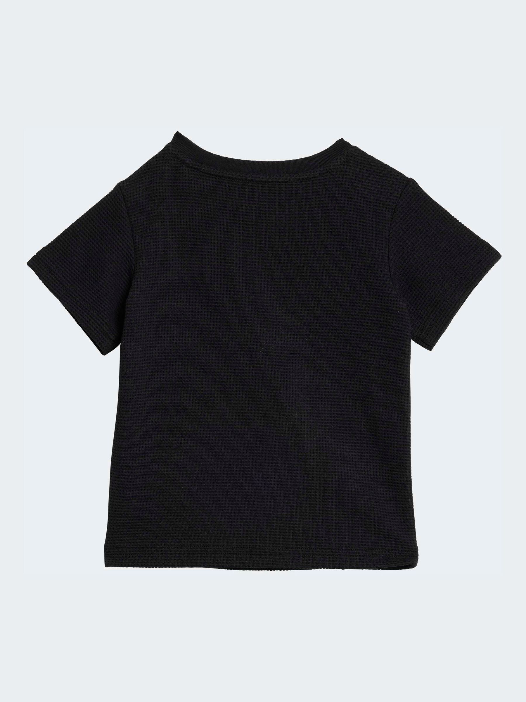 adidas Originals Black Waffle T-Shirt and Shorts Set image 3