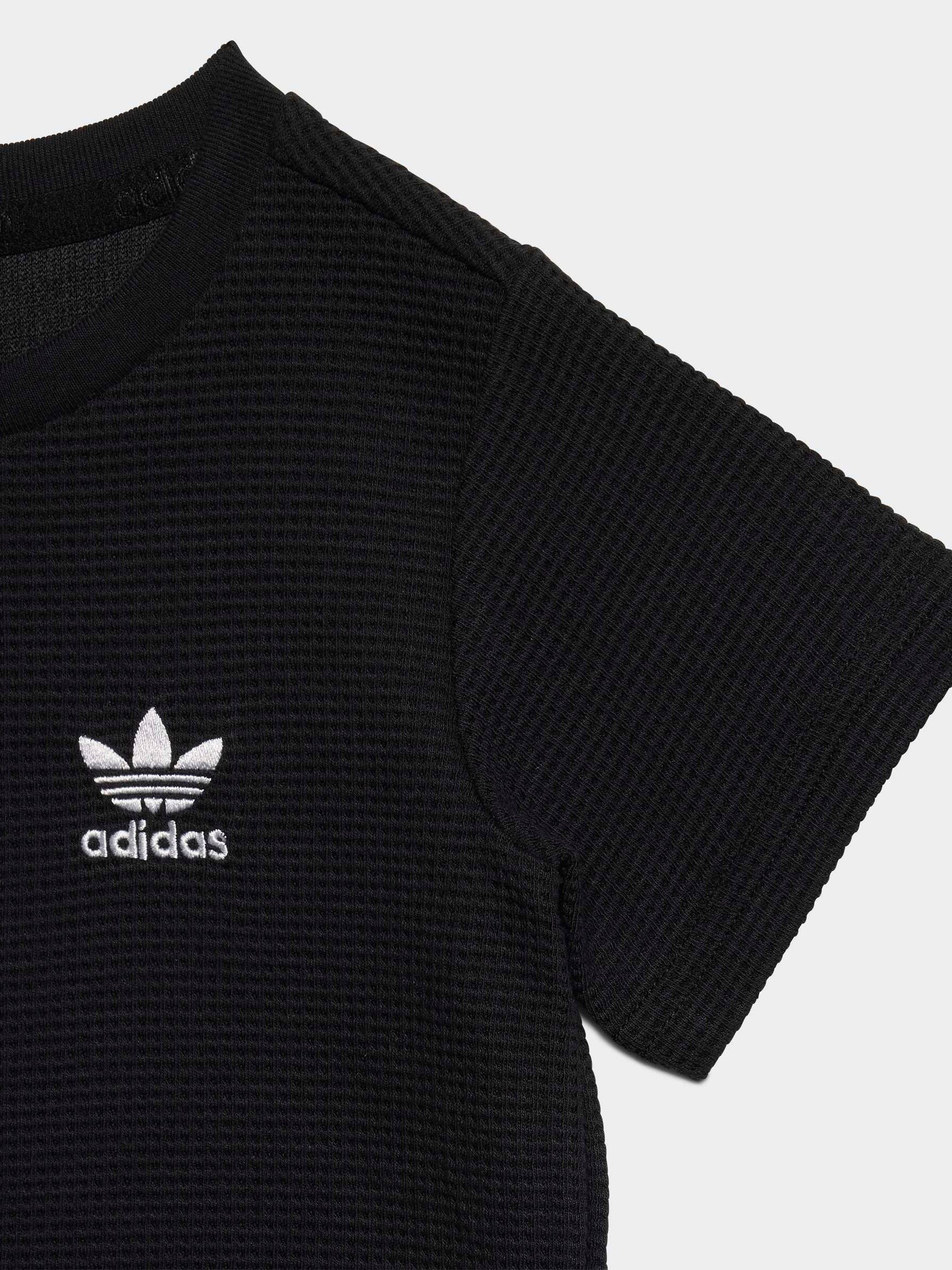 adidas Originals Black Waffle T-Shirt and Shorts Set image 5