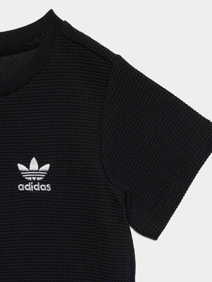 adidas Originals Black Waffle T-Shirt and Shorts Set image 5