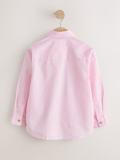 Dsiney Kidz - Pink Long Sleeve Relaxed Linen Blend Shirt (3-16yrs) image 2