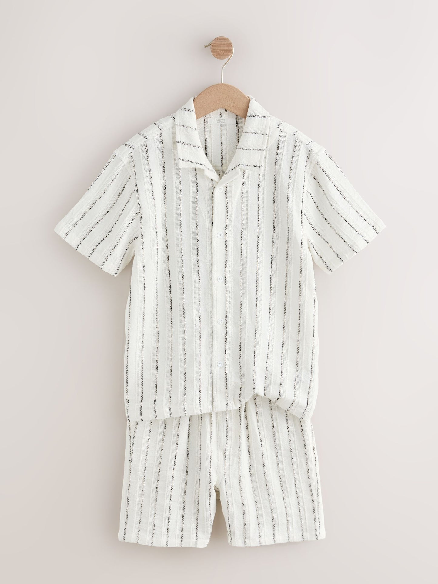 Dsiney Kidz - White Short Sleeve Textured Stripe Shirt and Shorts Set (3-16yrs) image 6