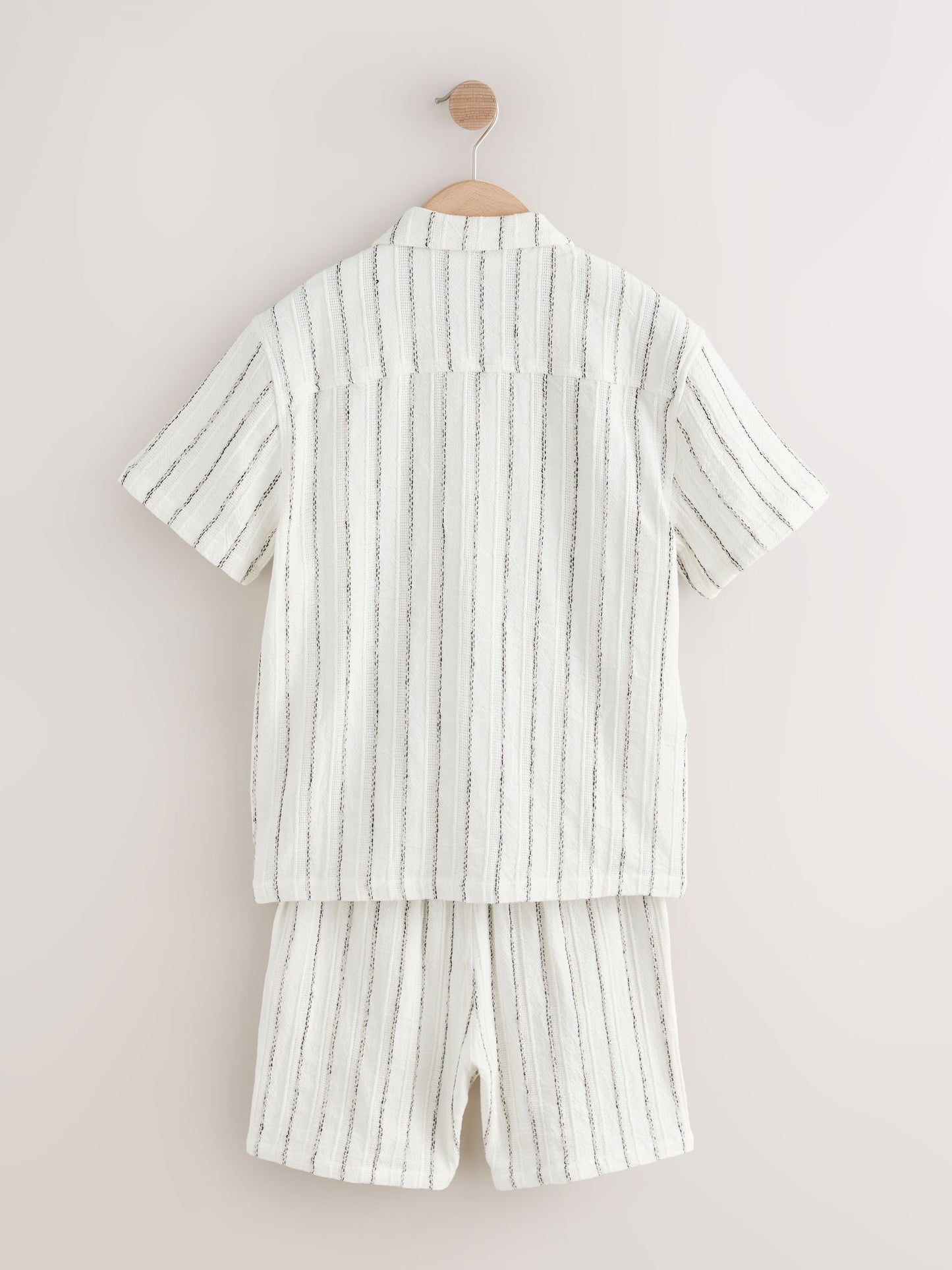 Dsiney Kidz - White Short Sleeve Textured Stripe Shirt and Shorts Set (3-16yrs) image 7