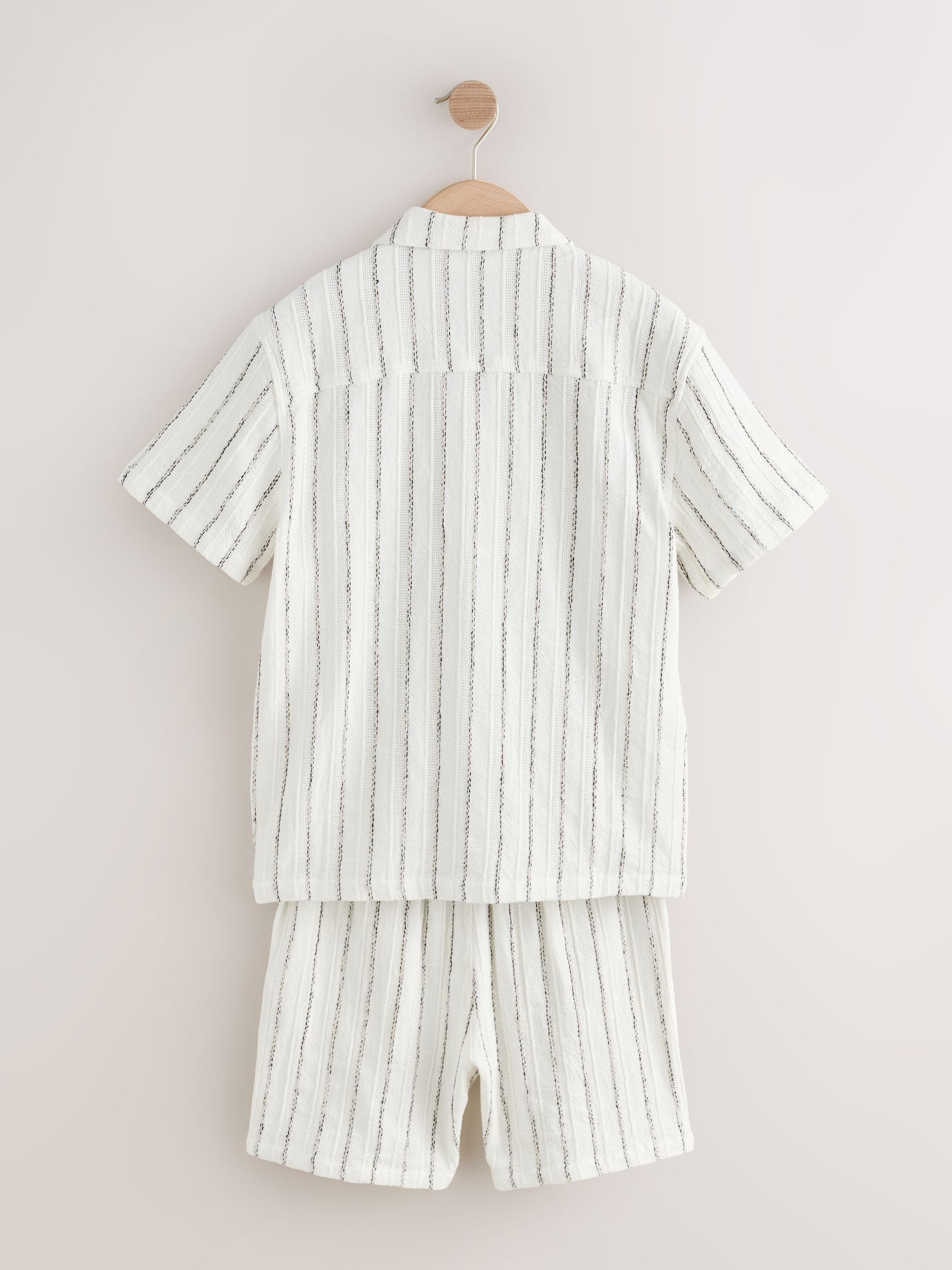 Dsiney Kidz - White Short Sleeve Textured Stripe Shirt and Shorts Set (3-16yrs) image 7