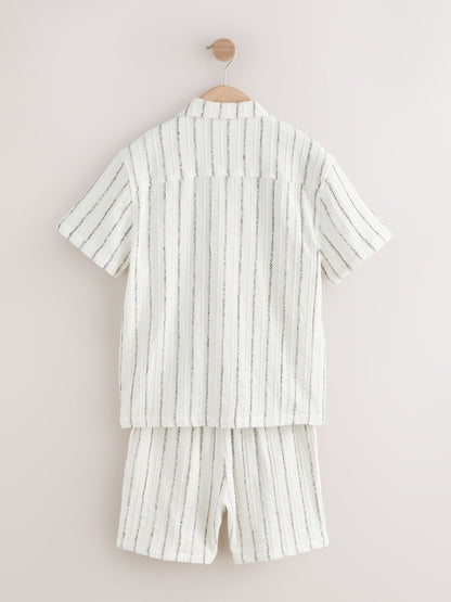 Dsiney Kidz - White Short Sleeve Textured Stripe Shirt and Shorts Set (3-16yrs) image 7