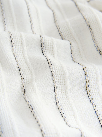 Dsiney Kidz - White Short Sleeve Textured Stripe Shirt and Shorts Set (3-16yrs) image 9