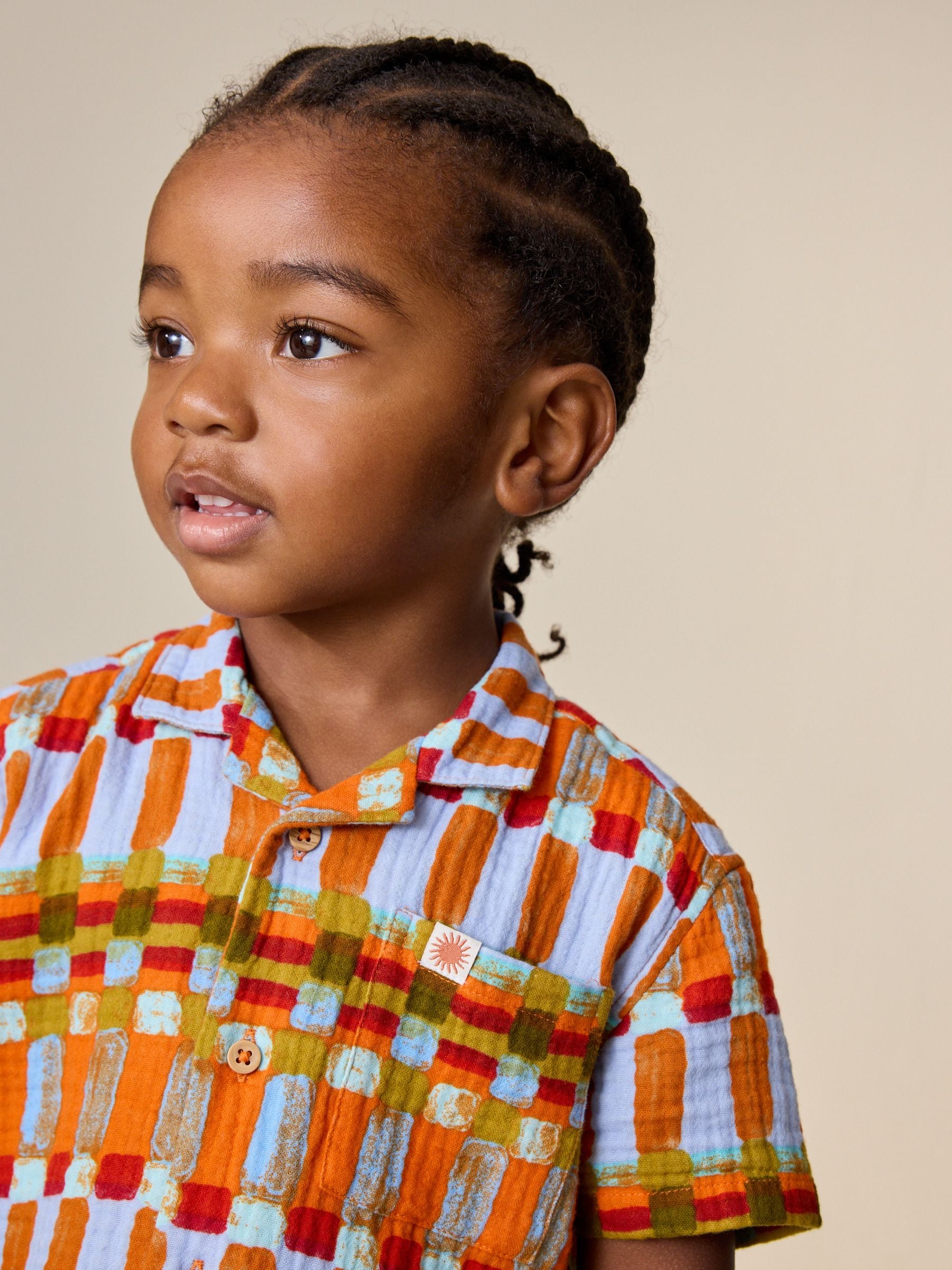 Multi Rust Stripe Short Sleeve Double Cloth Shirt & Shorts Set (3mths-10yrs) image 4