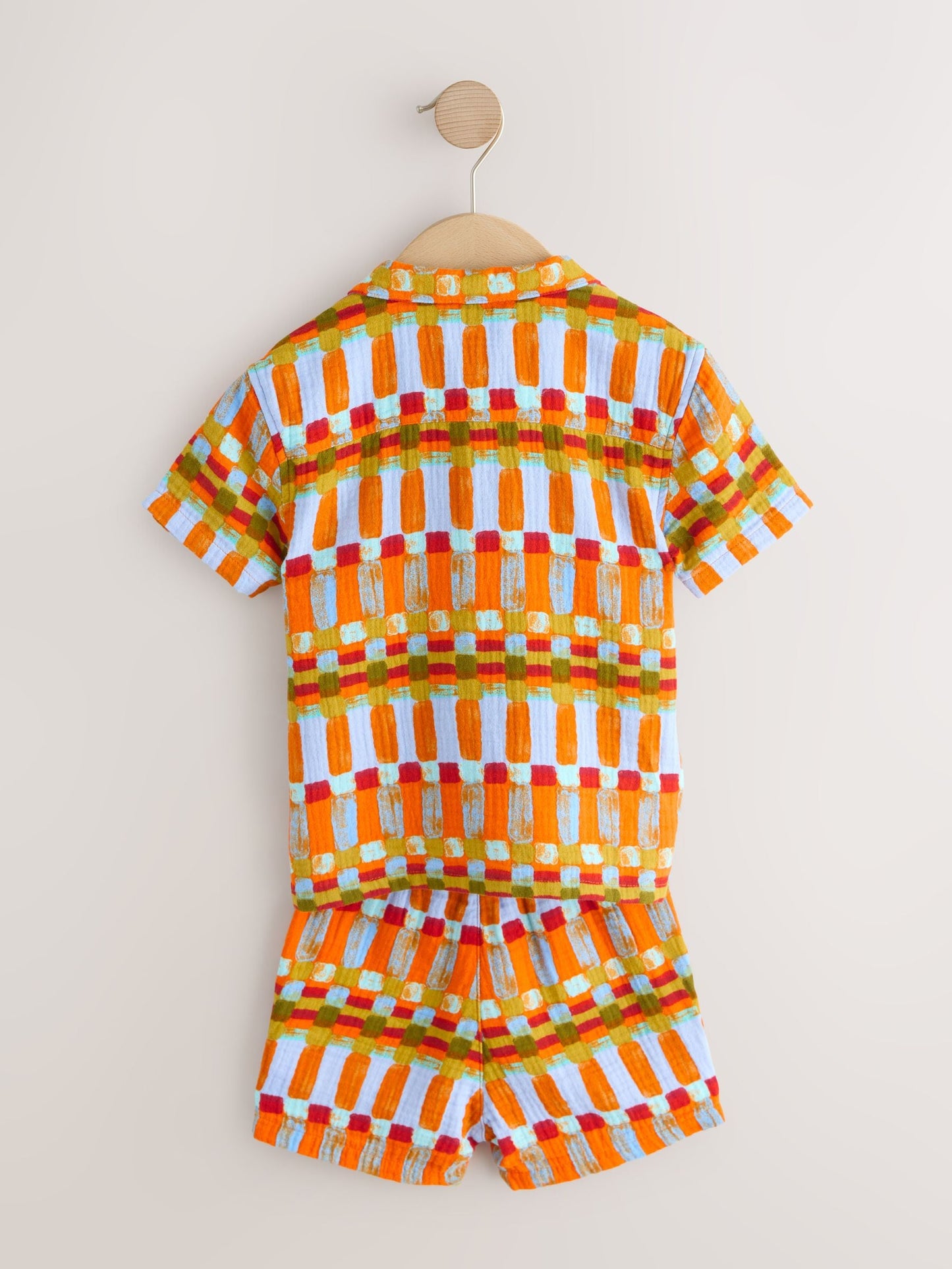 Multi Rust Stripe Short Sleeve Double Cloth Shirt & Shorts Set (3mths-10yrs) image 6