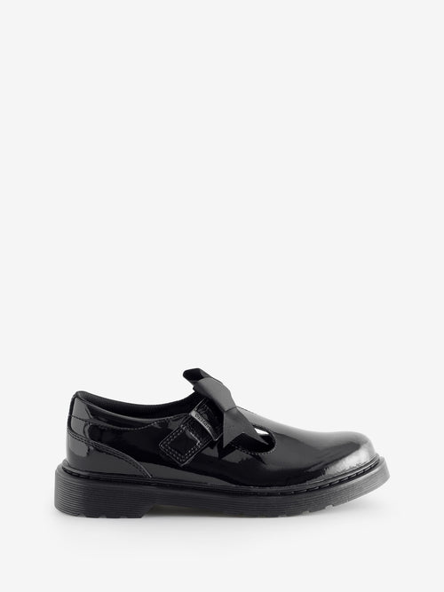 Dr. Martens Black Junior Polley Ii Bow Patent Lamper Shoes image 1