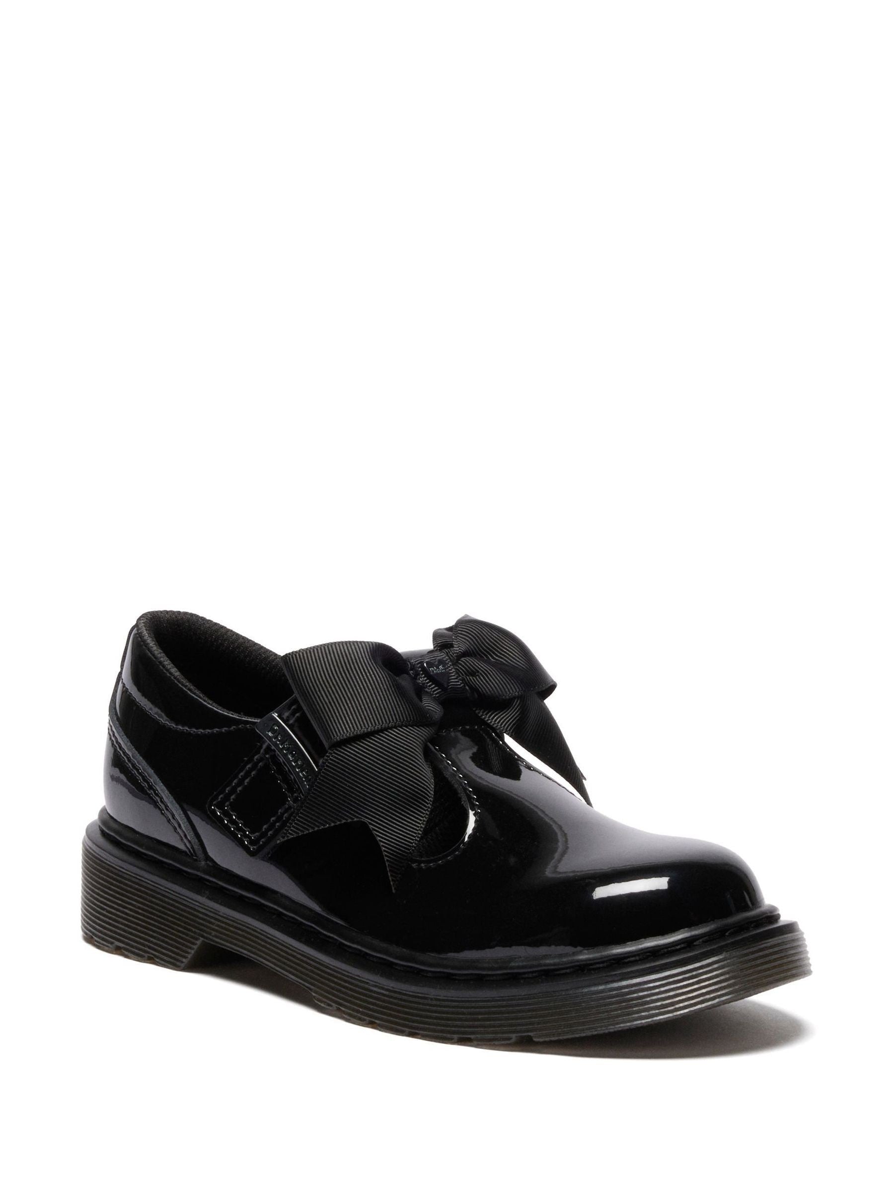 Dr. Martens Black Junior Polley Ii Bow Patent Lamper Shoes image 2