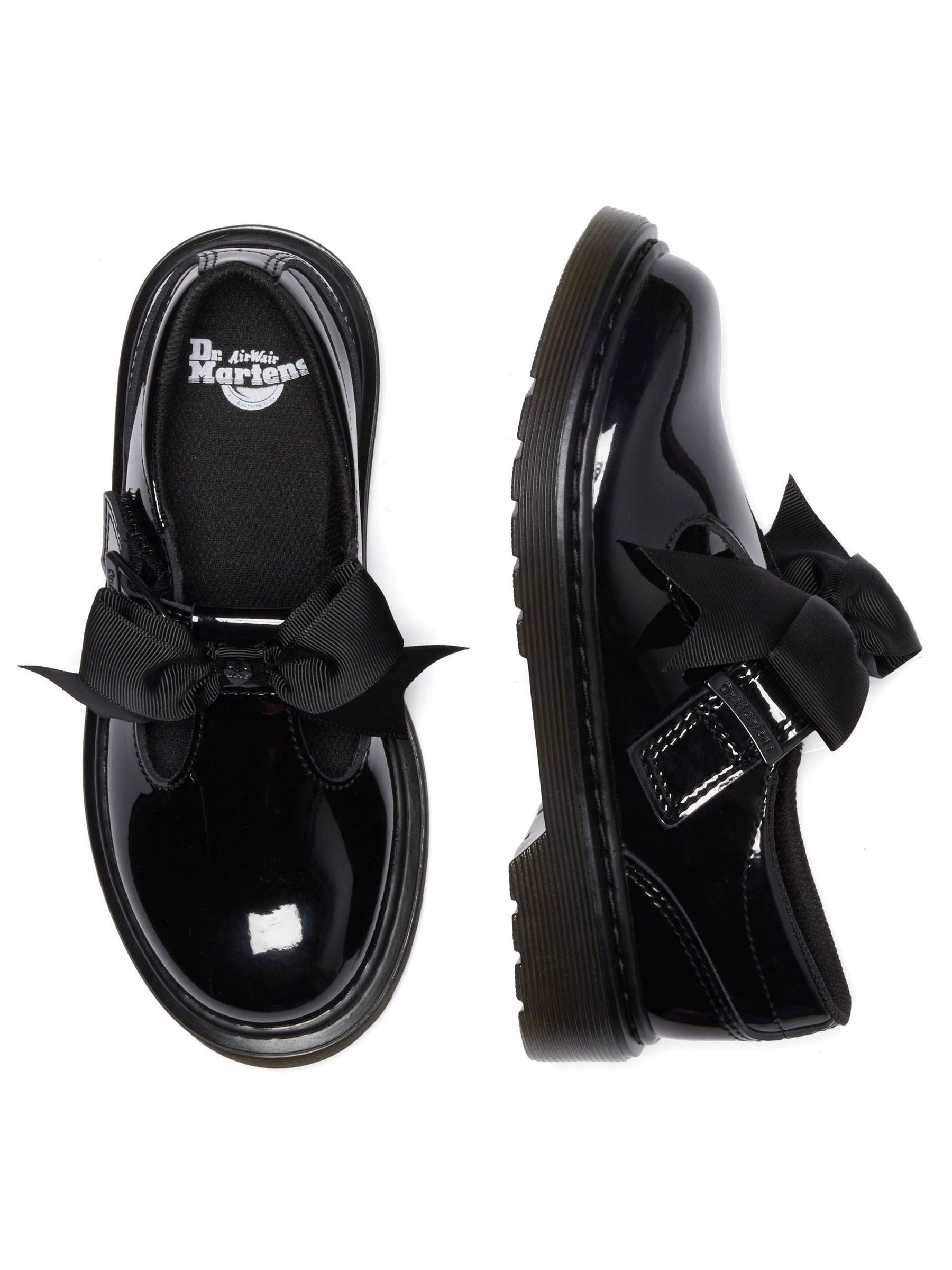 Dr. Martens Black Junior Polley Ii Bow Patent Lamper Shoes image 4
