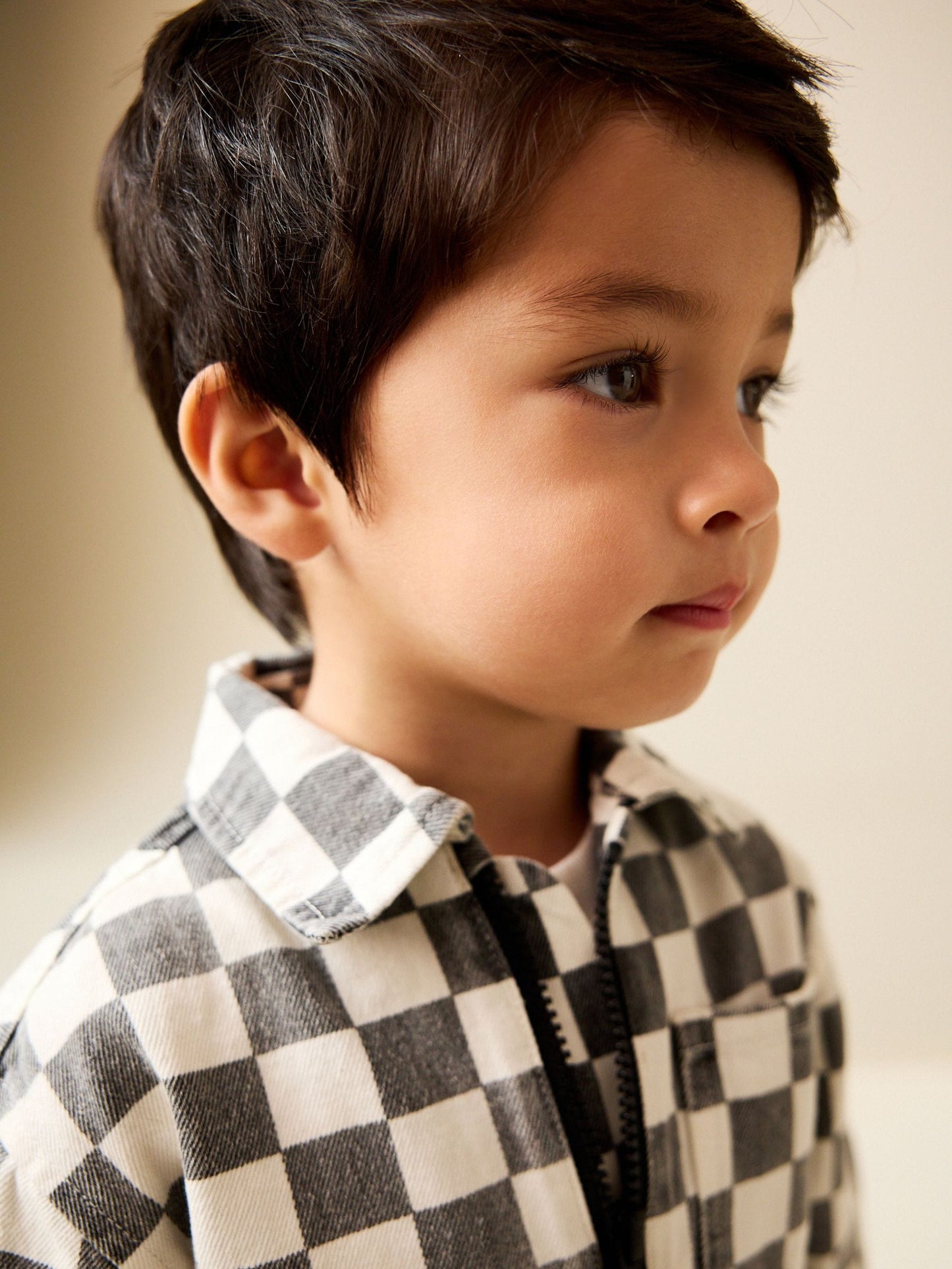 Dsiney Kidz - Grey/White Checkerboard Long Sleeve Zip Through Overshirt (3mths-7yrs) image 4