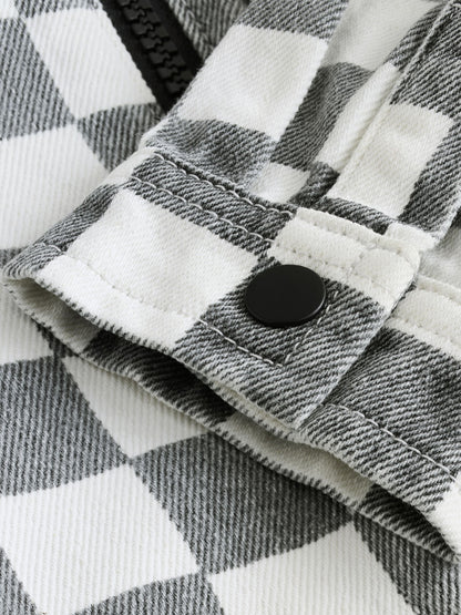 Dsiney Kidz - Grey/White Checkerboard Long Sleeve Zip Through Overshirt (3mths-7yrs) image 8