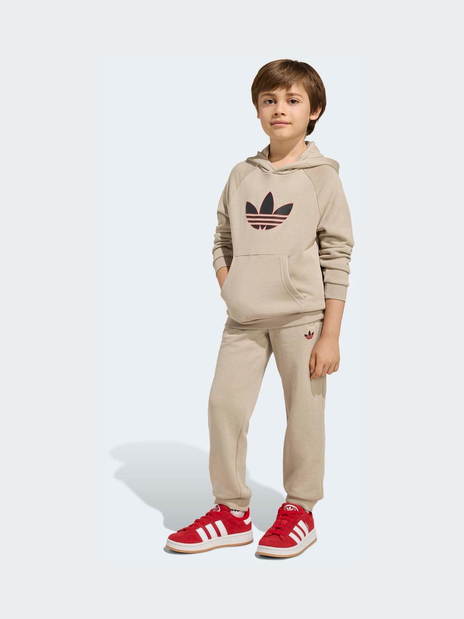 adidas originals Brown Trefoil Hoodie and Jogger Little Kids Set image 1