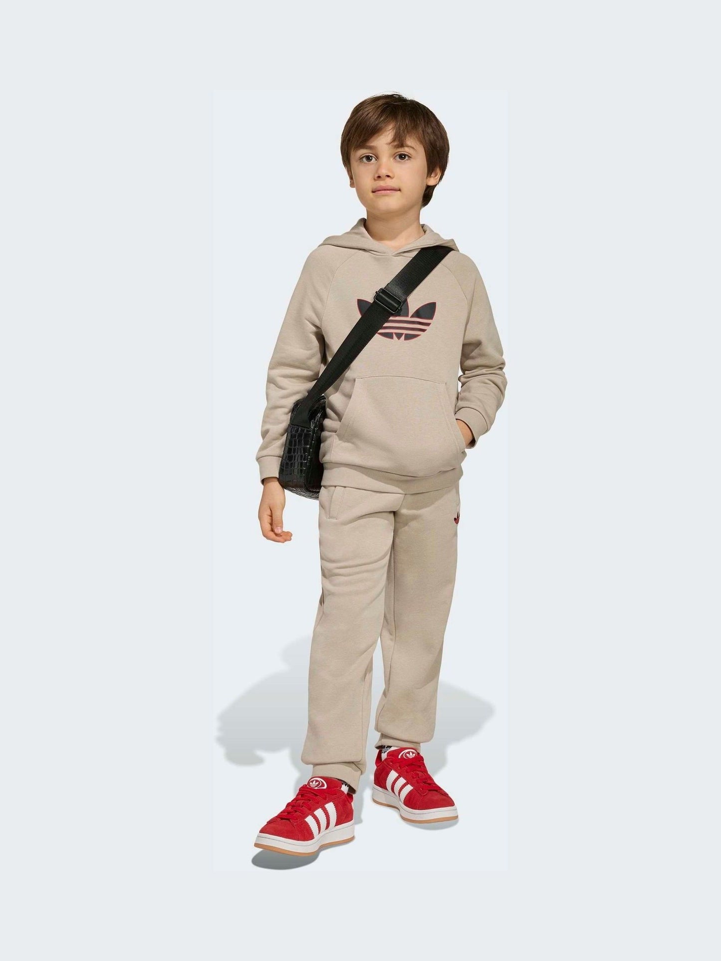 adidas originals Brown Trefoil Hoodie and Jogger Little Kids Set image 3