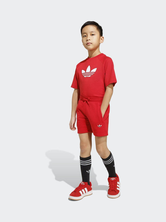 adidas Originals Red Trefoil T-Shirt and Shorts Little Kids Set image 1