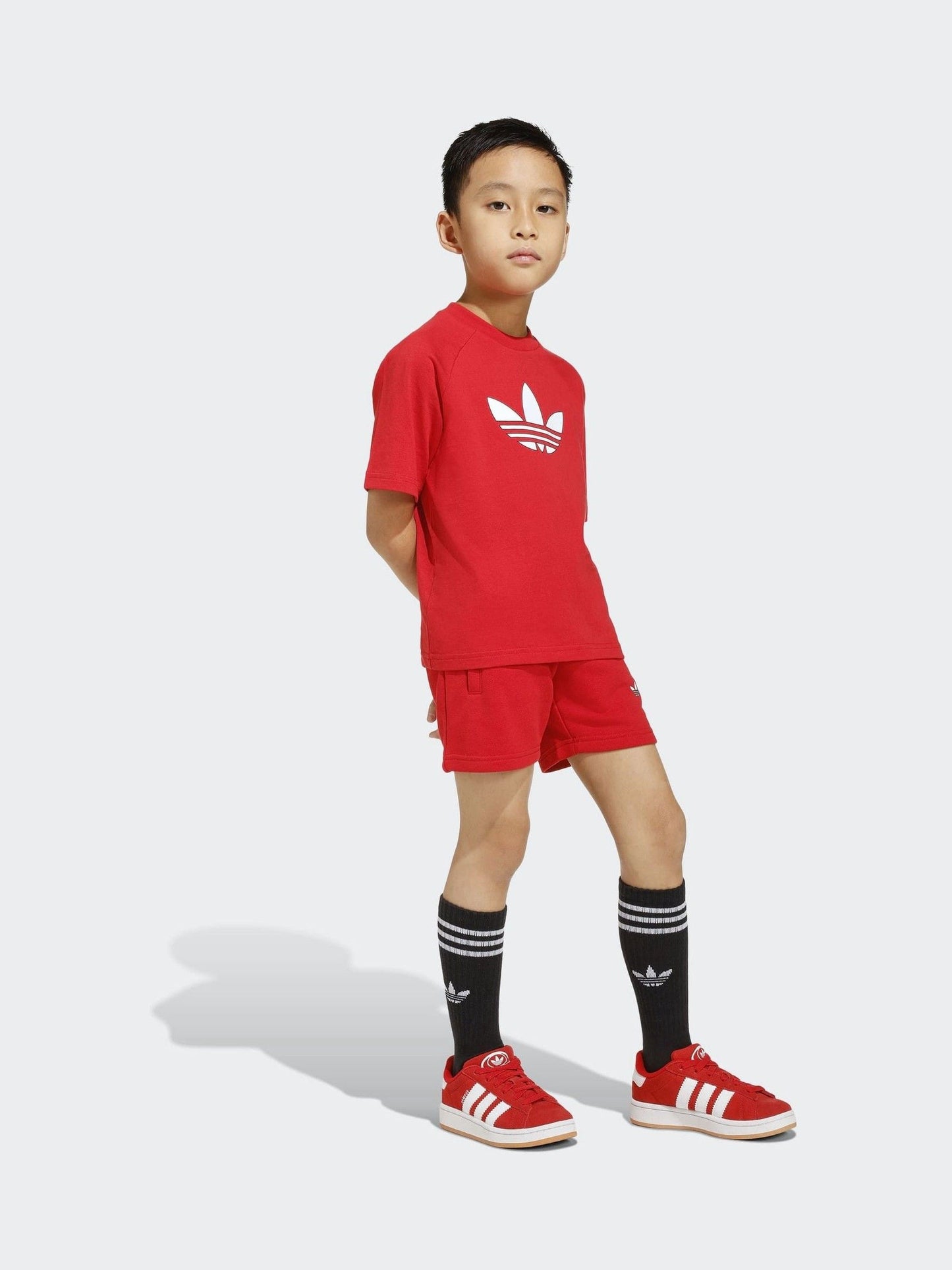 adidas Originals Red Trefoil T-Shirt and Shorts Little Kids Set image 3