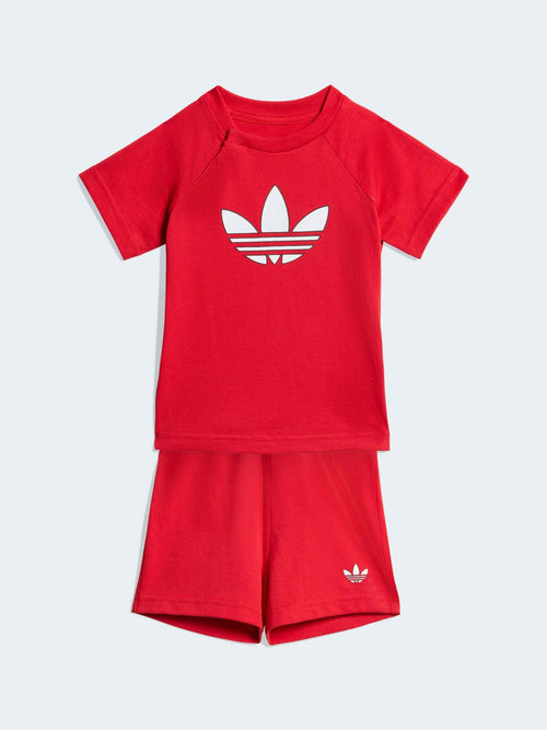 adidas Originals Red Trefoil Top and Shorts Infant Set image 1