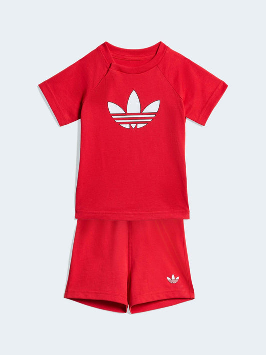 adidas Originals Red Trefoil Top and Shorts Infant Set image 1