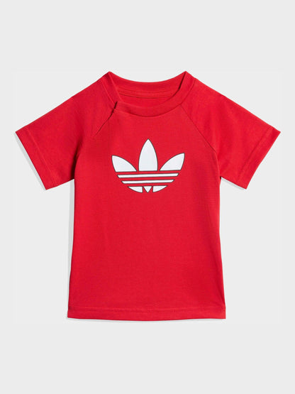 adidas Originals Red Trefoil Top and Shorts Infant Set image 2