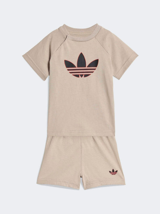 adidas Originals Neutral Trefoil Top and Shorts Infant Set image 1