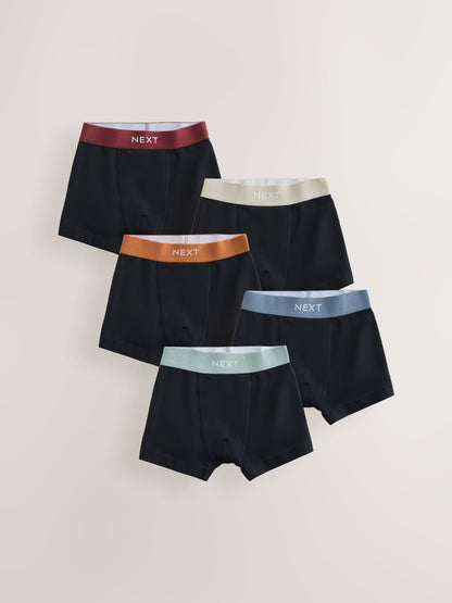 Dsiney Kidz - Black with Central Logo Waistband Trunks 5 Pack (1.5-16yrs) image 1